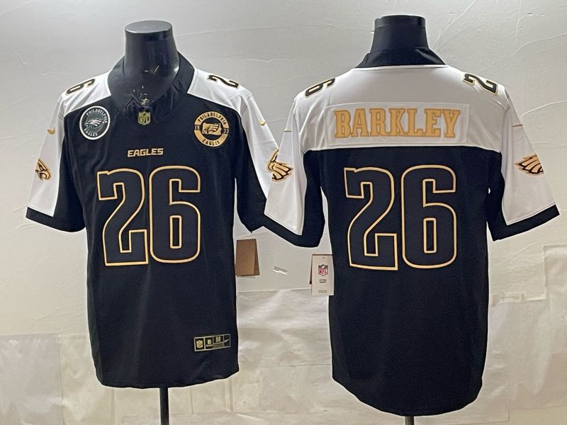 Men 2026 Philadelphia Eagles #26 Barkley Black Gold 3th generations Nike Limited NFL Jersey style 02